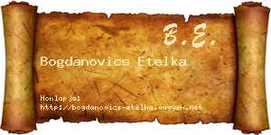Bogdanovics Etelka névjegykártya