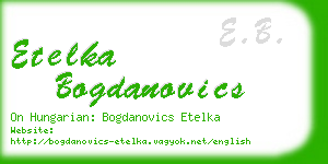 etelka bogdanovics business card